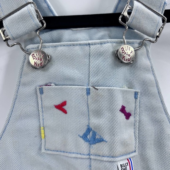 Vintage Billy The Kid Light Blue Embroidered Overalls Pocket 2T 24 Months Button - Picture 8 of 10